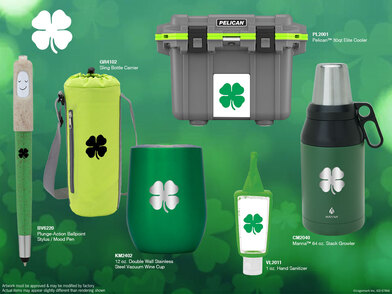 picture of promotional items with shamrocks